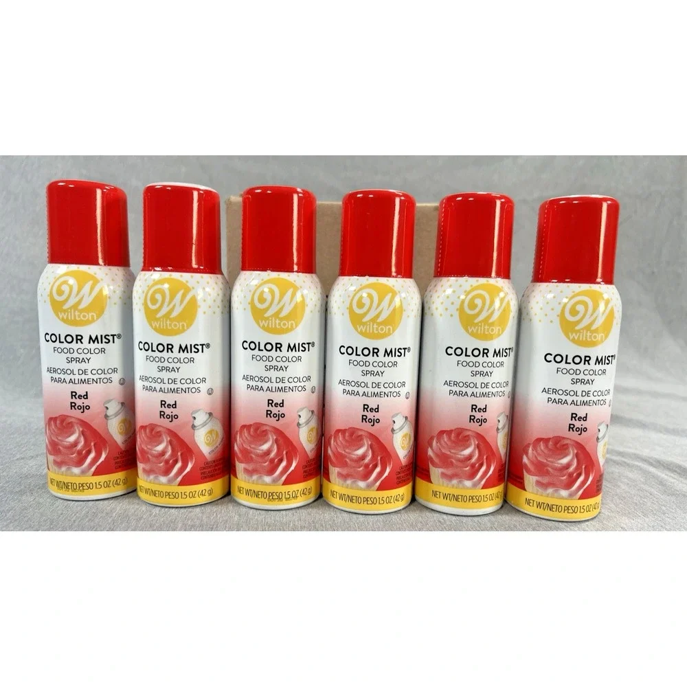6 WILTON 1.5 Oz RED  COLOR MIST FOOD SPARY BAKING HOLIDAY WEDDING CAKES‎ cupcake